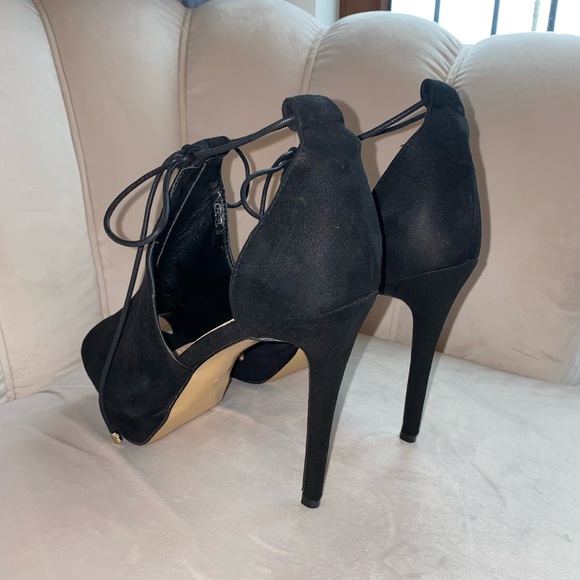 Black Peep toe Stiletto Pumps Size 9.5 - Picture 10 of 12
